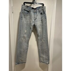 Agile Men's Y2K Sz: 34 Distressed Bootcut Baggy Streetwear Light Wash Jeans